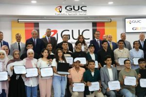 وزيرة التنمية المحلية تشهد احتفالية الجامعة الألمانية لتكريم أوائل الثانوية العامة ومنحهم 69 منحة دراسية