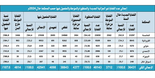 الاستئناف فصلت في 51164 قضية عام 2024 بزيادة 7.3%