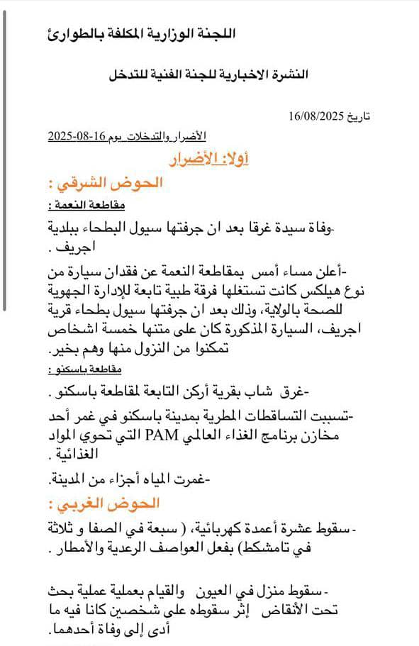 وفاة أربعة أشخاص في عدة ولايات وأضرار مادية بسبب الأمطار