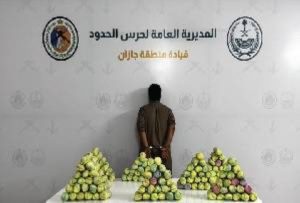 “حرس الحدود” يقبض على شخص لتهريبه 60 كيلوجراماً من نبات القات المخدر بجازان