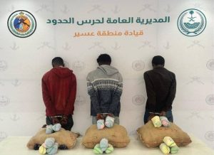 “حرس الحدود”: القبض على 3 مخالفين لنظام أمن الحدود لتهريبهم 60 كيلوغراماً من القات