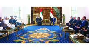 رئيس الدولة والرئيس المصري يؤكدان أن “حل الدولتين” المسار الوحيد لتحقيق السلام والأمن الإقليمي