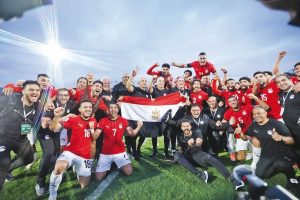 لاعبو مصر يحتفلون بالتأهل للمونديال
