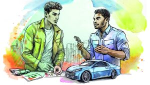 Un jeune homme évite de partager les bénéfices du commerce de voitures avec son partenaire